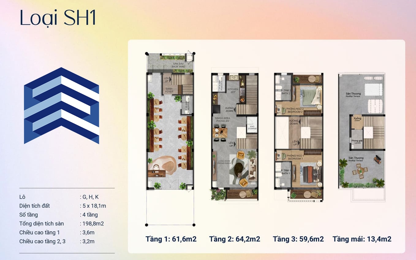Mặt bằng shophouse Spring Ville